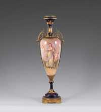 19世纪西洋彩绘人物花卉纹杯